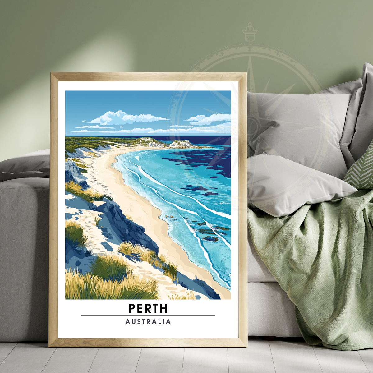 Perth Travel Poster – Minimalist Australia Wall Art