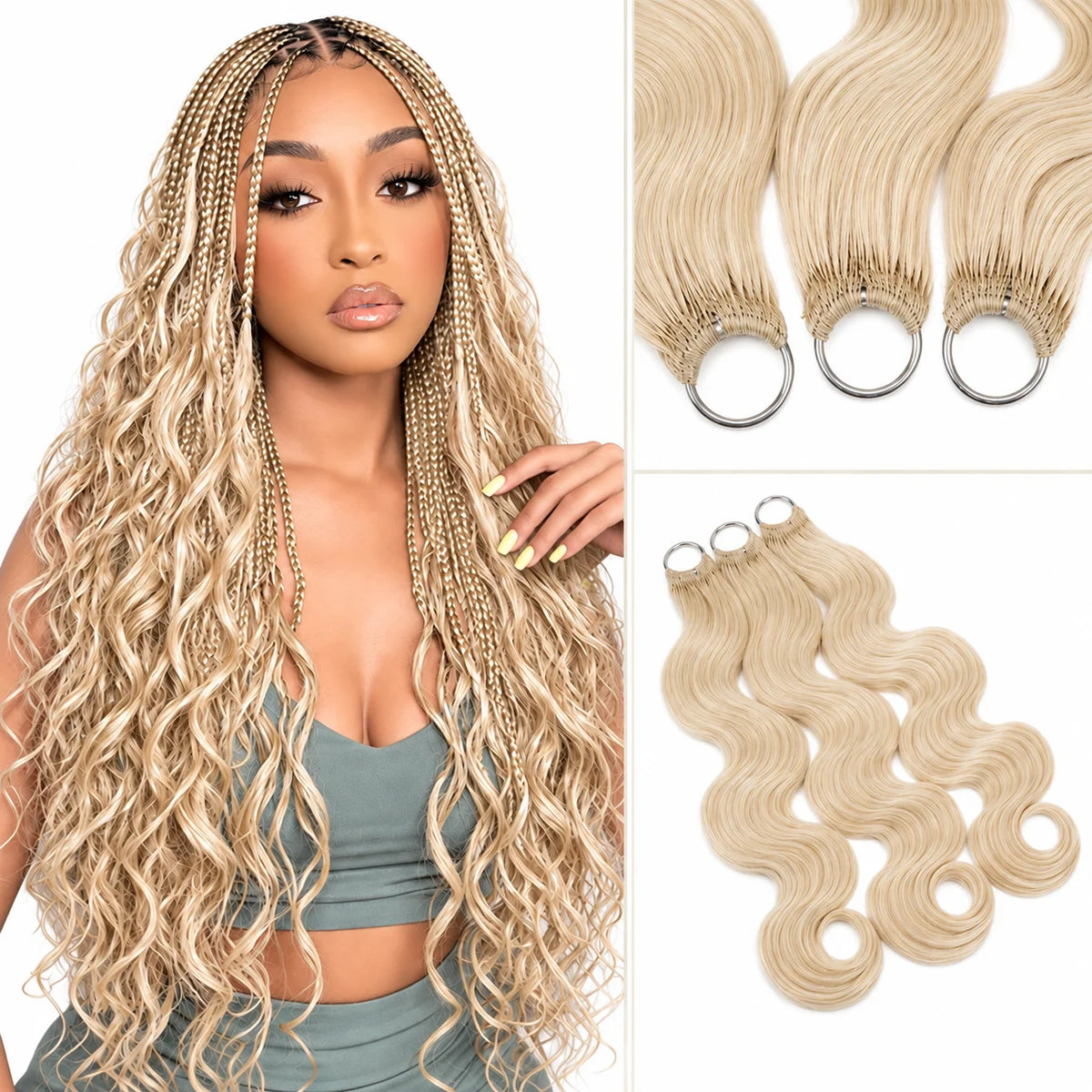 613 Blonde Body Wave Human Hair Pre-Separated Virgin Remy Crochet Hair for Boho Braids Invisible Knotless Braiding Hair Extensions for Black Women
