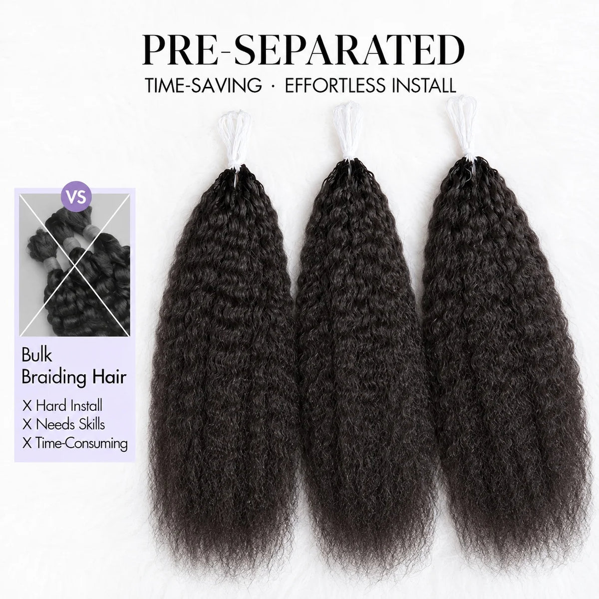 Knotless Kinky Straight Crochet Human Hair Extensions