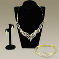 Gold+Rhodium Brass Jewelry Sets with AAA Grade CZ in Clear