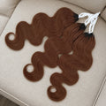Brown Body Wave Crochet Human Hair Extensions Miracle Knots Feather Tip Braiding Hair Pre Separated Soft Bouncy Lightweight Easy Install Natural Looking Full Ends Boho Braids Protective Style For Women