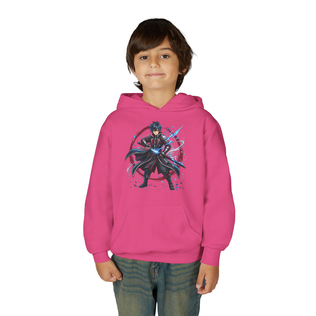 Anime Swordfighter Youth Hoodie — Cool Warrior Graphic Hooded Sweatshirt