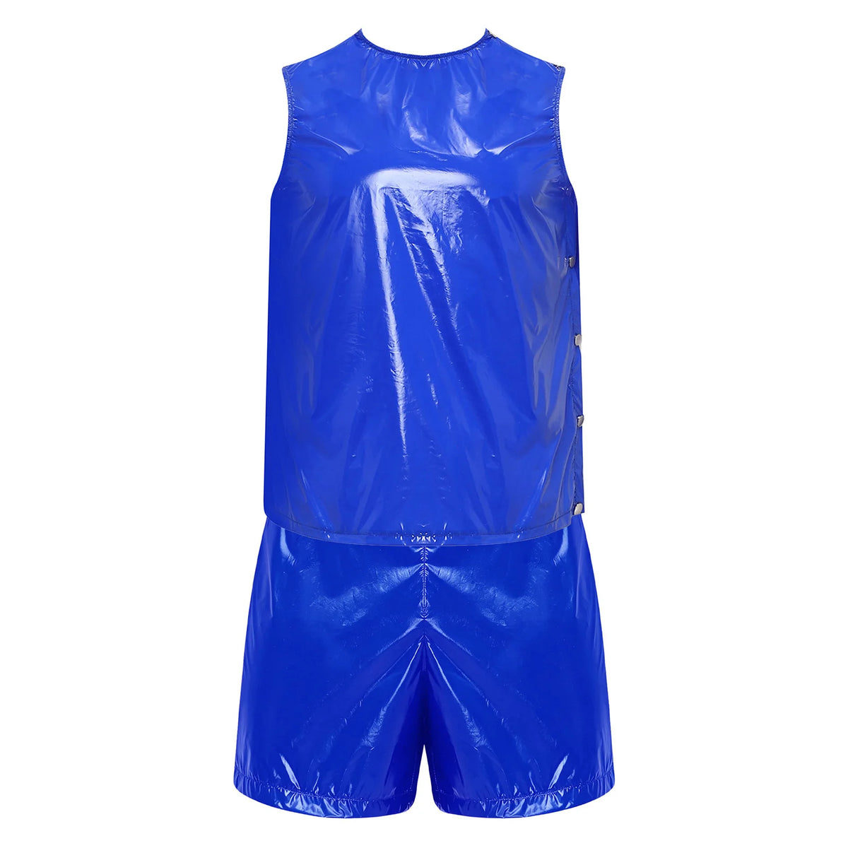 Mens Special Needs Waterproof Sweat Tracksuit Tank Tops Set And Sides Buttons Boxer Shorts Two Pieces Outfit Adaptive Clothing