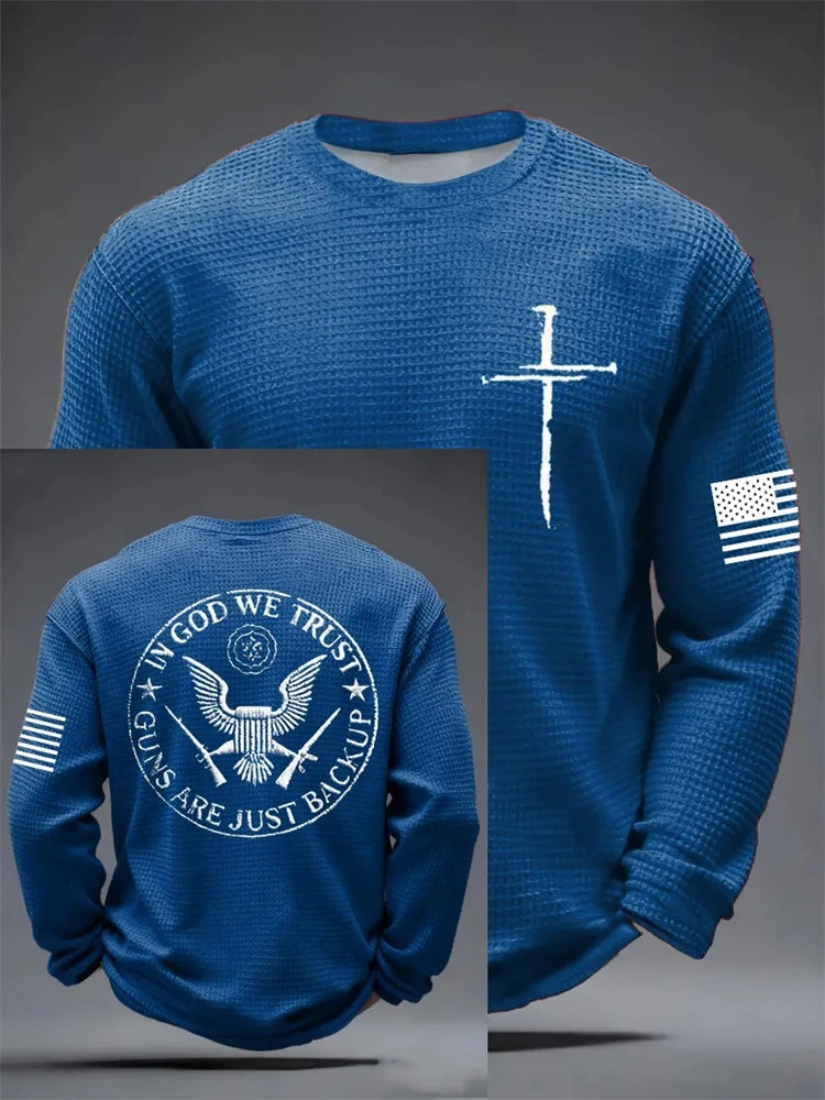 Fall 2026 Men's Long-Sleeve 3D Cross Print Breathable And Comfortable Casual Long-Sleeve T-Shirt—Stylish Outdoor Men's Apparel