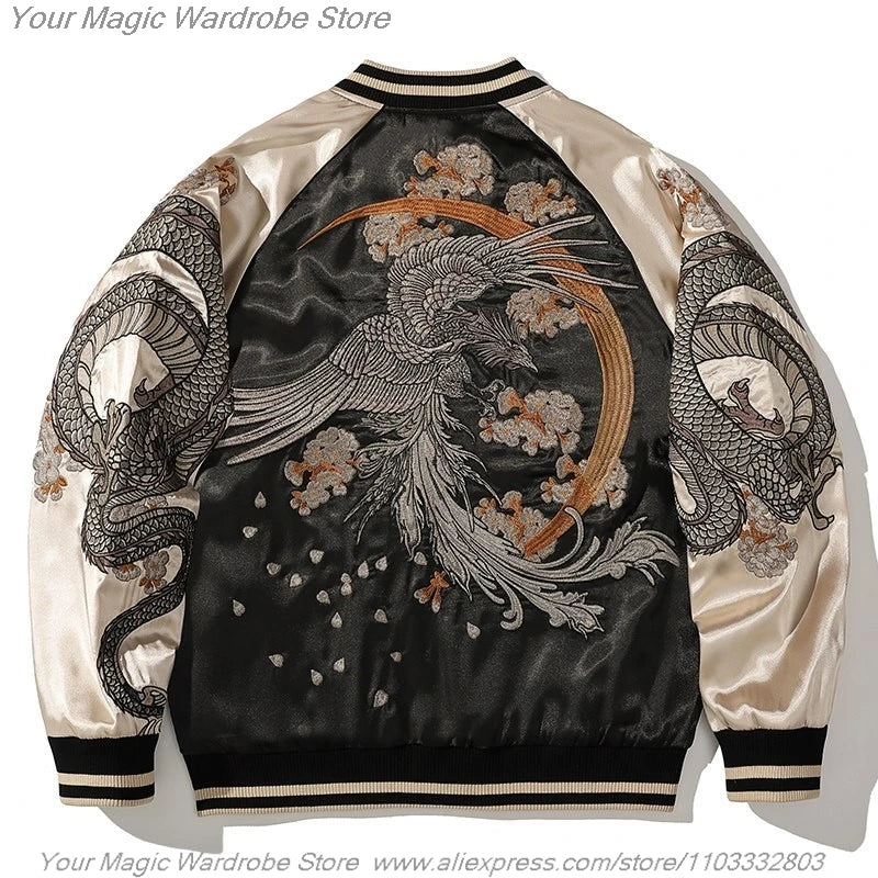 Asian Japanese Sukajan Style Embroidered Souvenir Jacket Outerwear Coat Yokosuka Embroidery Baseball Uniform for Couples