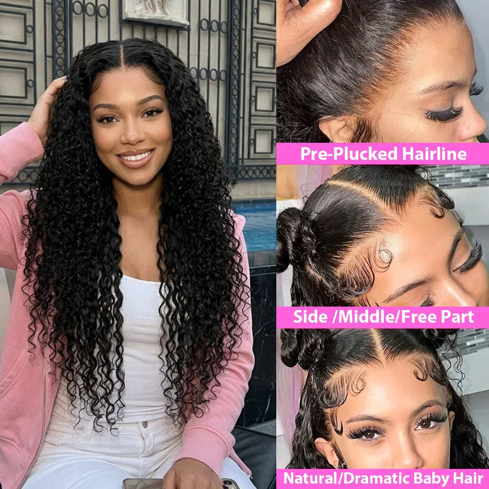 250 Density Deep Wave Wigs 13x6 HD Lace Front Human Hair Wig Brazilian 13x4 HD Lace Frontal Wig Water Wave Human Hair Wigs 5x5 Ready to Go HD Lace Glueless Wigss for Black Women