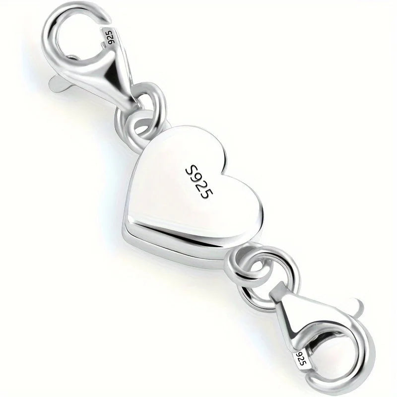 1pc Heart Magnetic Jewelry Connector Clasp Magnetic Necklace Clasp and Closure Double Chain Necklace Lobster Clasp