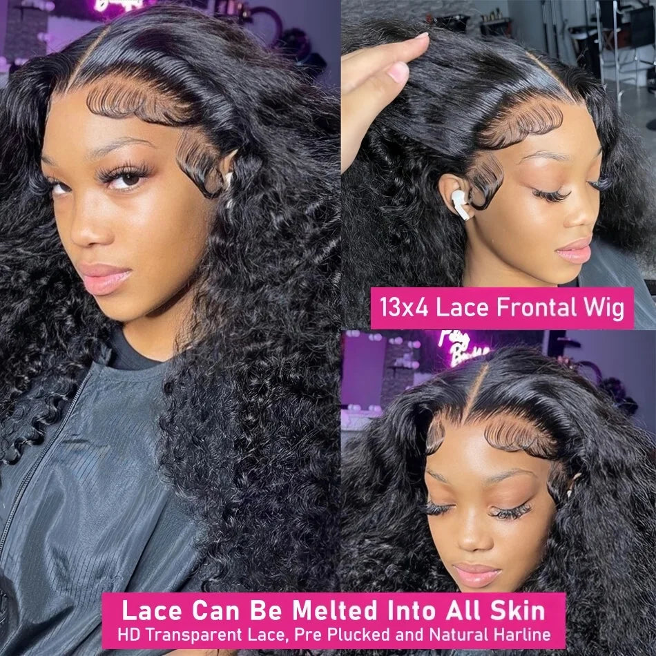 200 Density Water Wave Lace Front Wig 4x4 5x5 Lace Glueless Wig 13x4 13x6 HD Lace Frontal 360 Curly Human Hair Wigs for Women