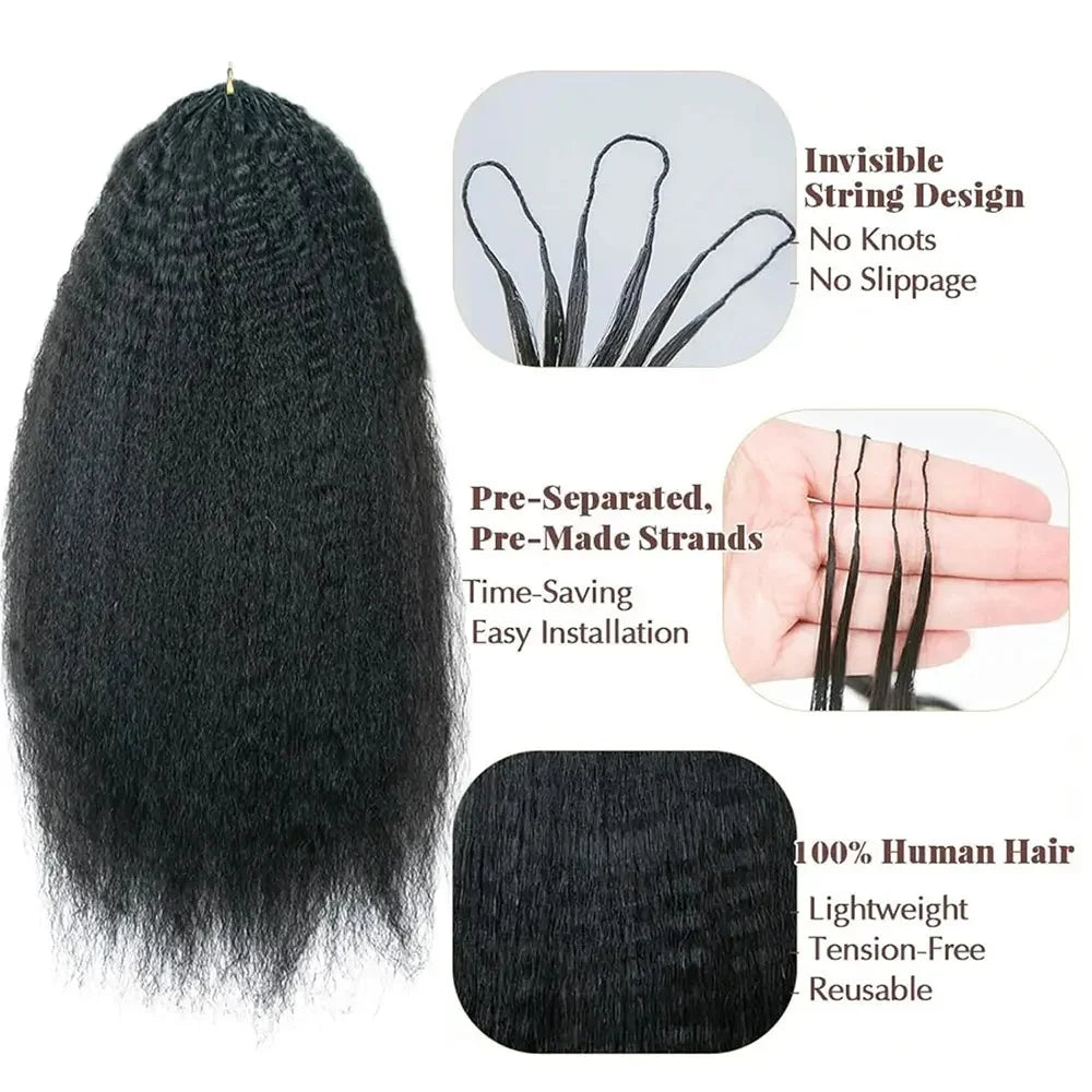 Knotless Kinky Straight Crochet Human Hair Extensions