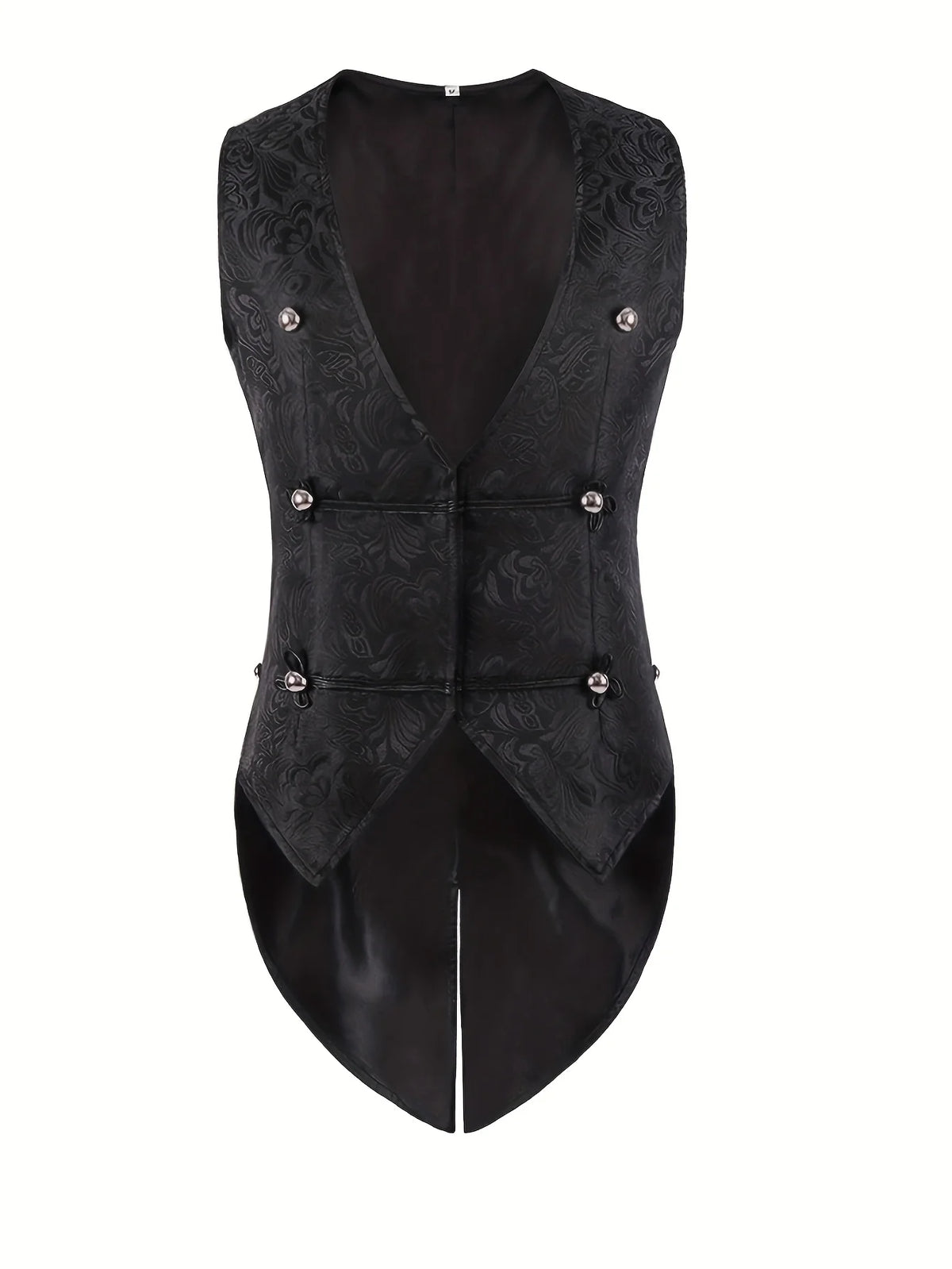 European Medieval Men's Gothic Vest, Halloween Stage Costume, Button Lapel, Slim Fit, Mid-Length Black Waistcoat