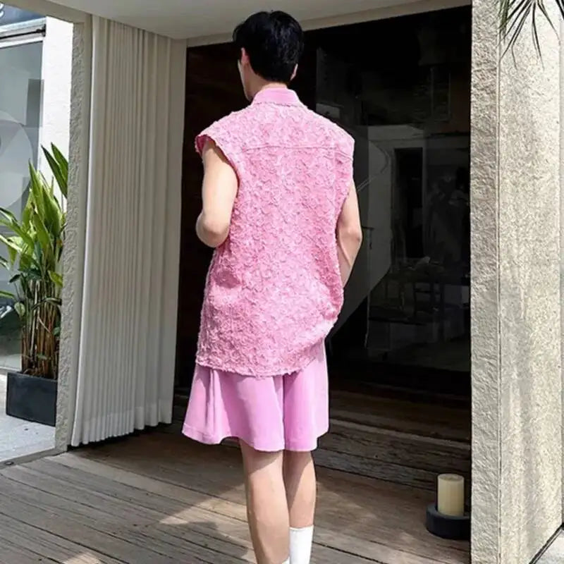 LUZHEN Tank Three-dimensional Patchwork Design Sleeveless 2025 Tops Summer Men's Elegant Handsome Shorts Two-piece Sets