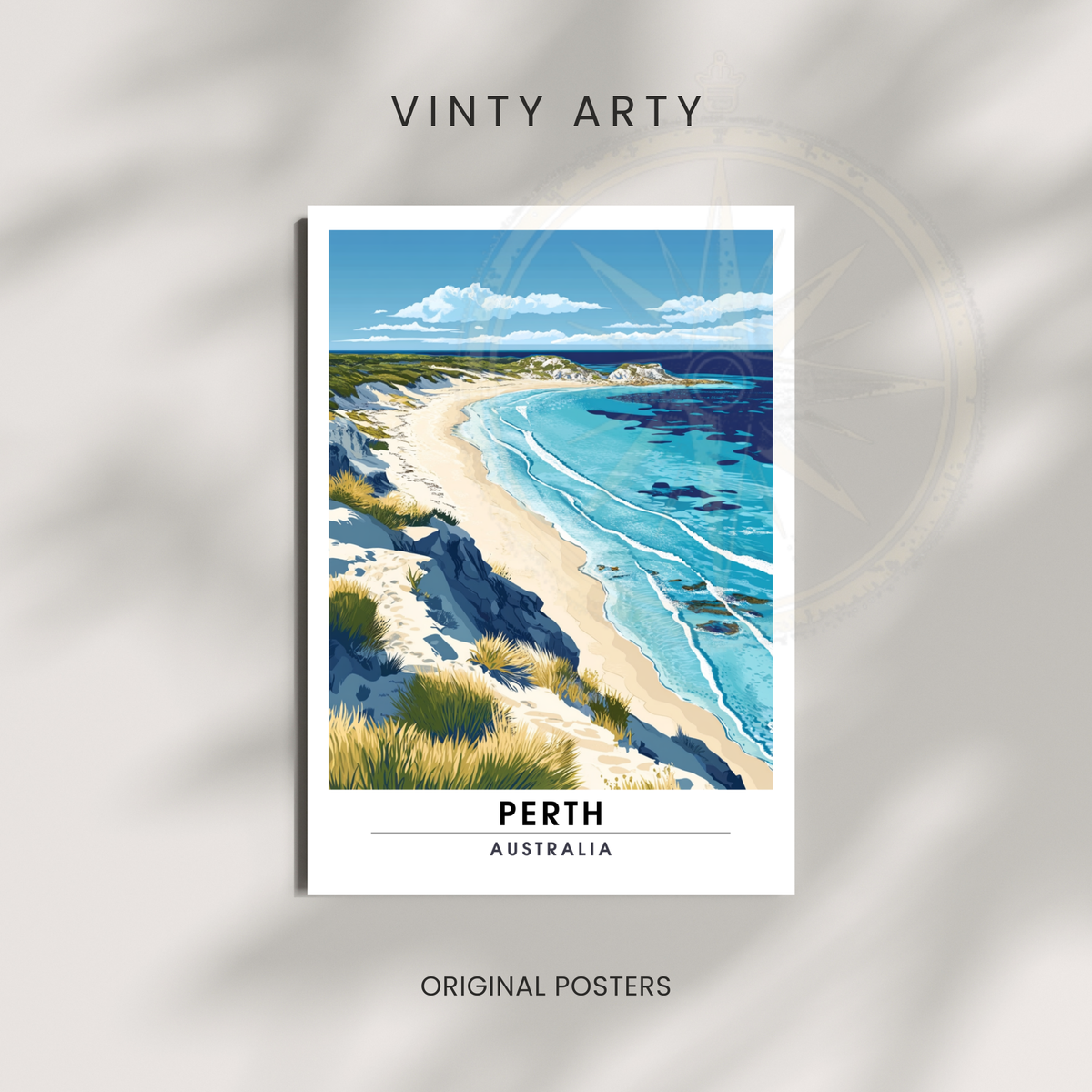 Perth Travel Poster – Minimalist Australia Wall Art