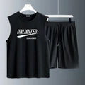 Men's Tank Top Sets 2026 Summer Quick drying sports oversize seaside running beach sweat suit crewneck training suit set men