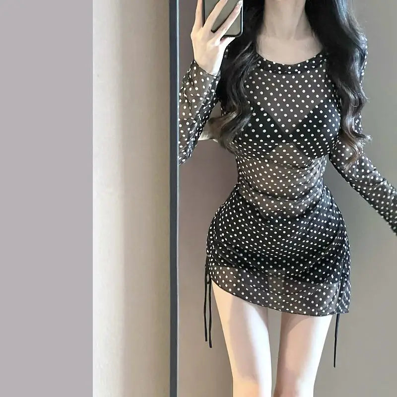 Women's Black Bikini Set Sexy Long Sleeve Cover Up Two Piece Swimsuit Elegant Beachwear
