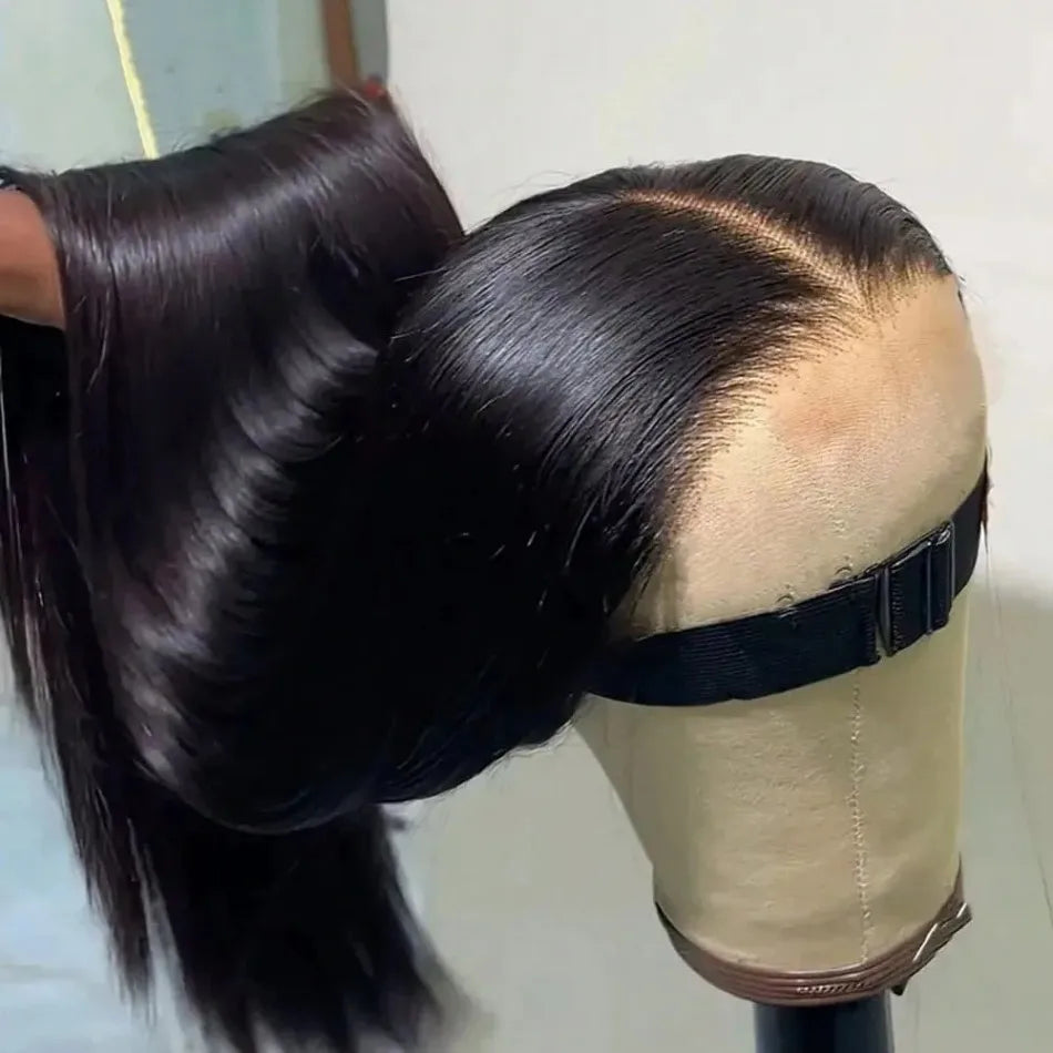 Glueless Bone Straight Human Hair Wigs 220 Density 13X4 13X6 HD Transparent Lace Frontal Wig Natural Black For Women 5X5 HD Lace Closure Wig 40 Inch