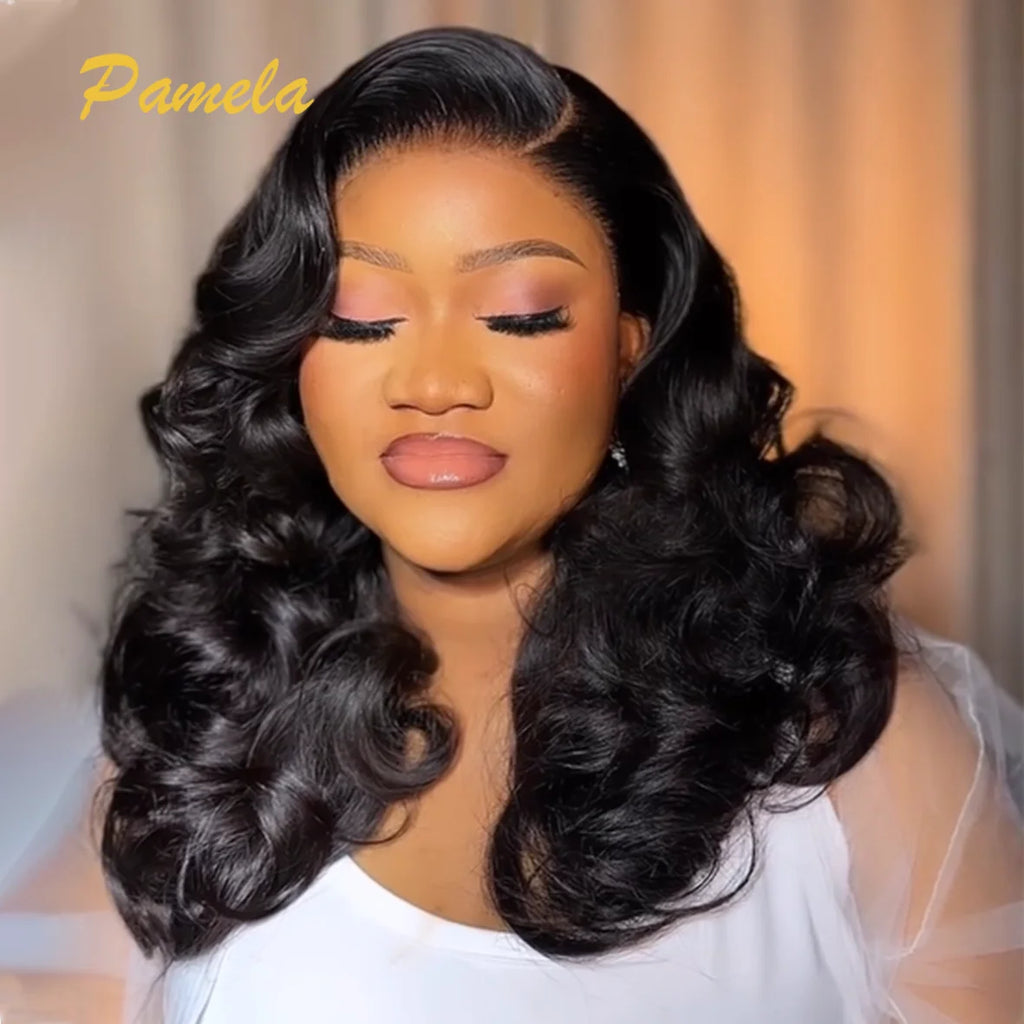 Glueless 250% High Density Loose Deep Wave 13x6 Transparent Lace Front Human Hair Wigs PrePlucked Ready To Go Wigs For Women