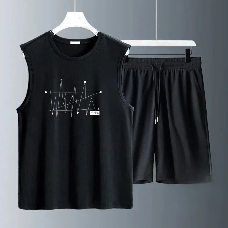 Men's Tank Top Sets 2026 Summer Quick drying Breathable sports running beach Tracksuit men Old money man oversize seaside