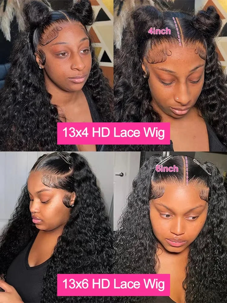 36-Inch Deep Wave Lace Frontal Wig – 220% Density Remy Human Hair