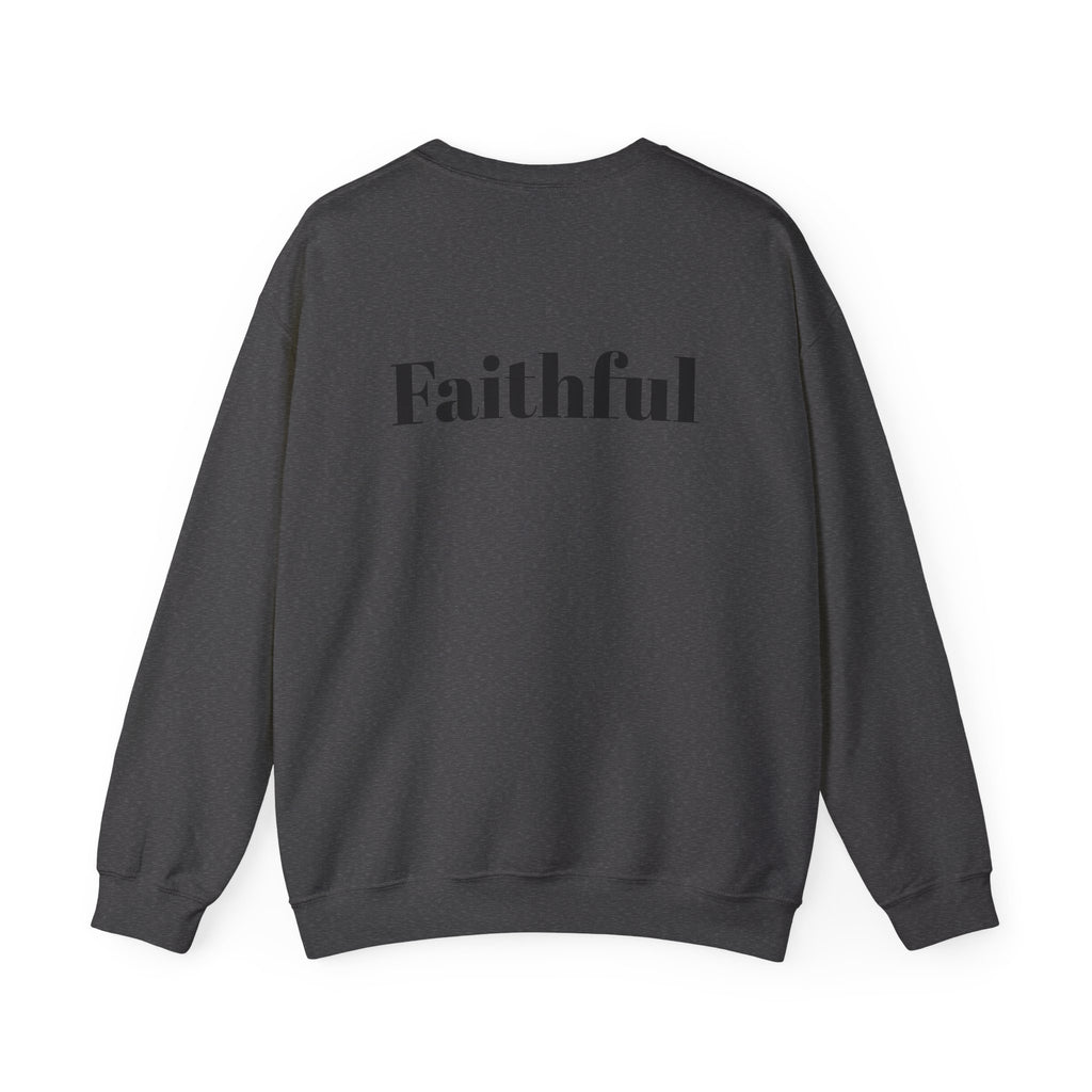 Crewneck Sweatshirt — "Long Life" Front, "Faithful" Back Minimalist Graphic