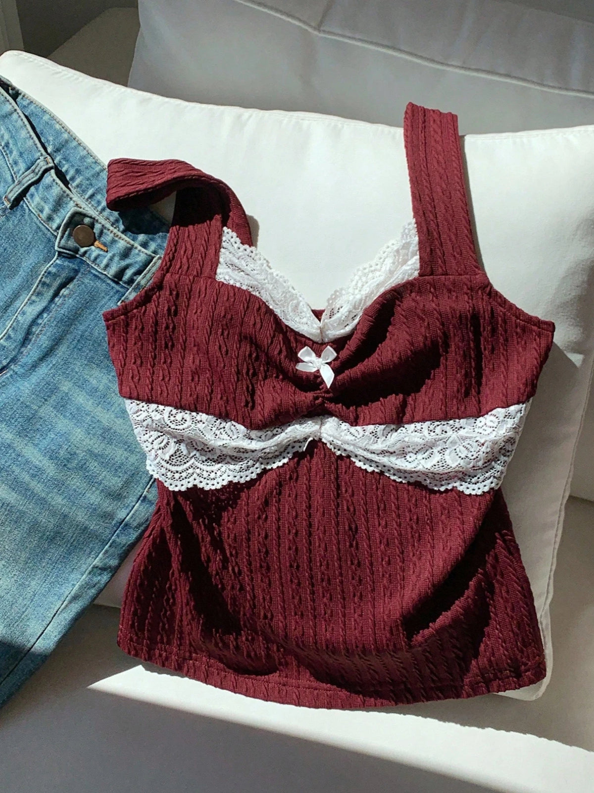 Y2K Lace Bow Tank Top