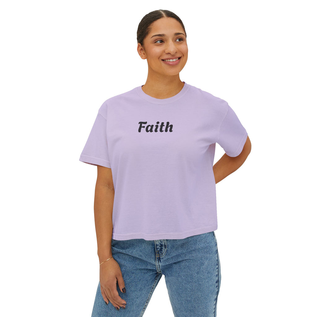 Faith Boxy Tee — Women's Minimalist Christian Shirt
