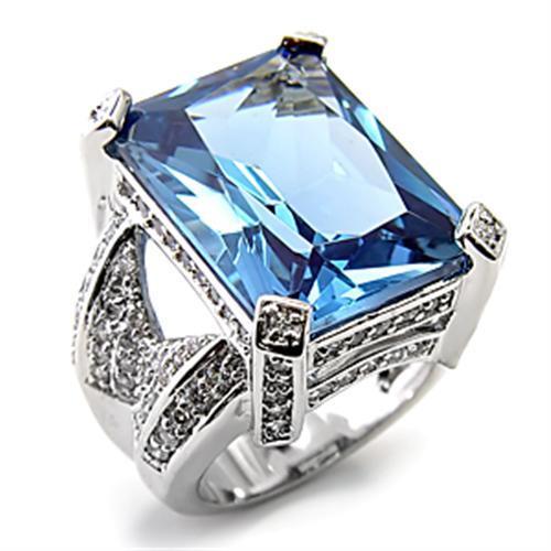 Rhodium 925 Sterling Silver Ring with AAA Grade CZ Spinel in
