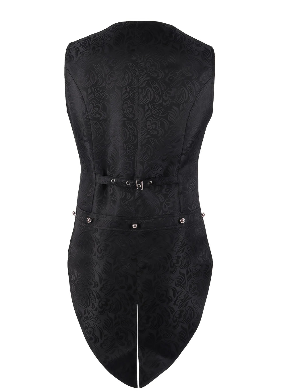 European Medieval Men's Gothic Vest, Halloween Stage Costume, Button Lapel, Slim Fit, Mid-Length Black Waistcoat