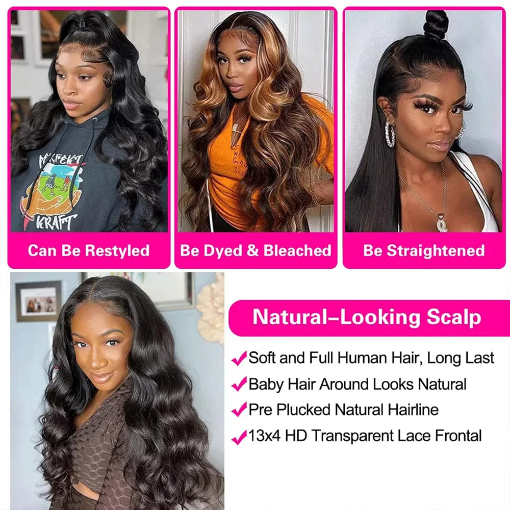 Brazilian Body Wave Raw 220% Density 30 32 Inch 13x6 HD Lace Front Human Hair Wigs 13x4 Frontal Wigs 360 HD Transparent Lace Frontal Wigs Body Wave Human Hair 7x6 Lace Front Wig