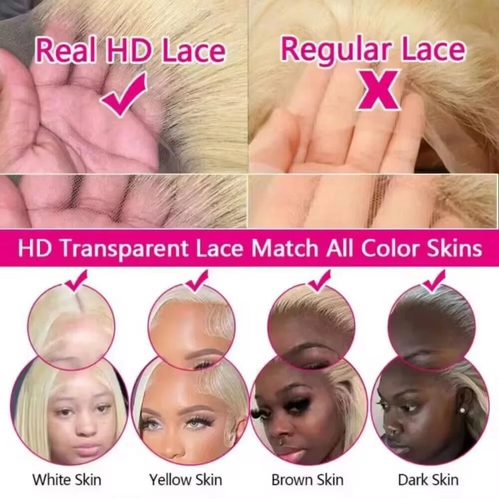 613 Honey Blonde Body Wave Brazilian Human Hair Wig 13x4 13x6 HD Lace Frontal Wigs Pre Plucked Baby Hair 40 42 Inches Long Lace Front Wigs For Women 613 Blonde Human Hair Wigs Water Wave Wig Brazilian Hair