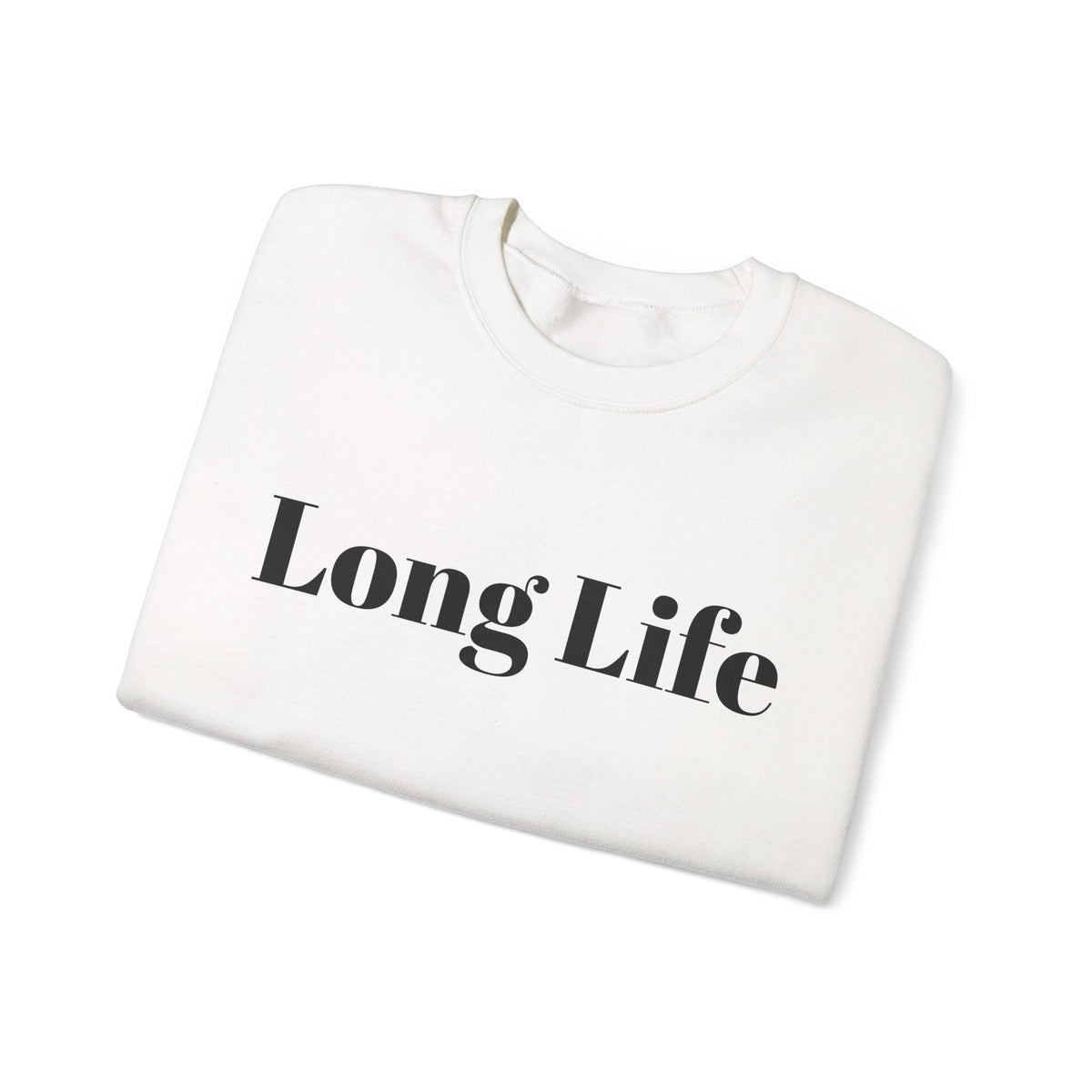 Crewneck Sweatshirt — "Long Life" Front, "Faithful" Back Minimalist Graphic