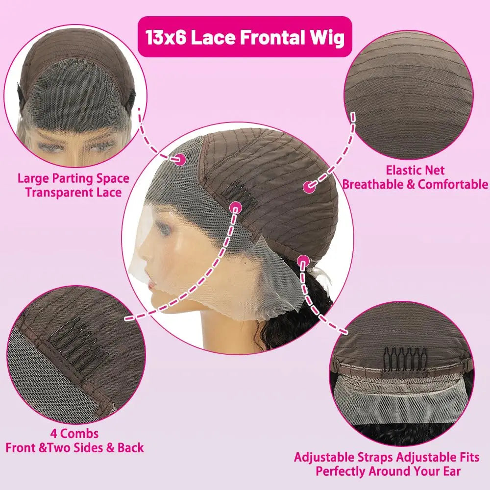 13x6 HD Transparent Lace 200 Density 13x4 Full Frontal Lace 99j Burgundy Preplucked Colored Deep Wave Frontal Human Hair Wig