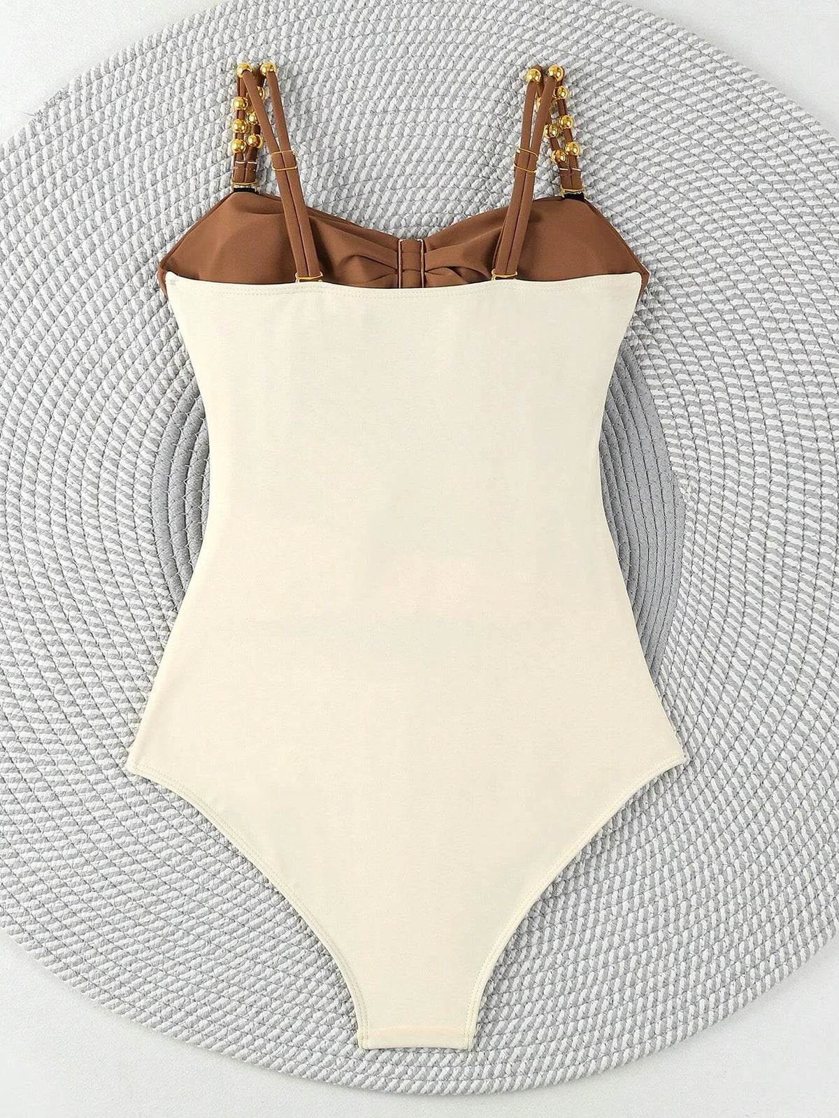 European And American Women's One-Piece Strapless Cutout Petal Belly-Covering Slim Sexy Beach Vacation Swimsuit