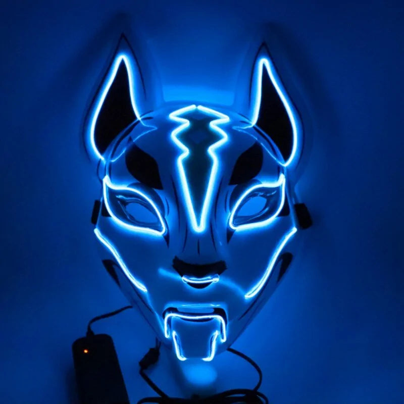 Neon LED Luminous Clown Mask with EL Wire - Halloween Carnival Costume