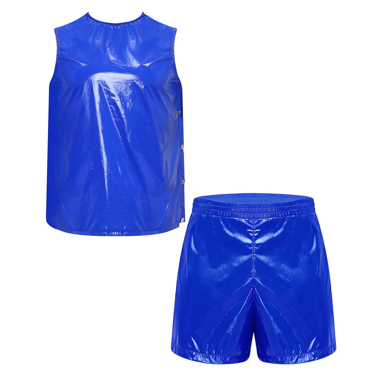 Mens Special Needs Waterproof Sweat Tracksuit Tank Tops Set And Sides Buttons Boxer Shorts Two Pieces Outfit Adaptive Clothing