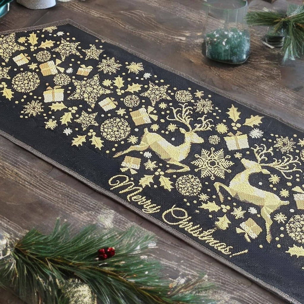 DaDa Bedding Magical Golden Reindeer Woven Tapestry Dining Table