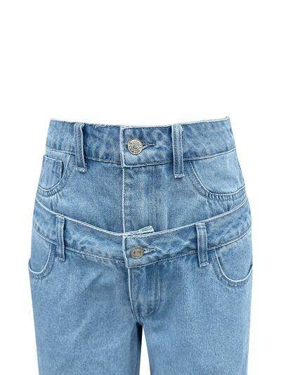 Faux Layered High Waist Jeans for Chic Everyday Style