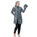 H1024 Muslim Women Fullcoverage Long Sleeves Cover Up Burkinis Three Pieces Plus Size Printing Swimwear Suits