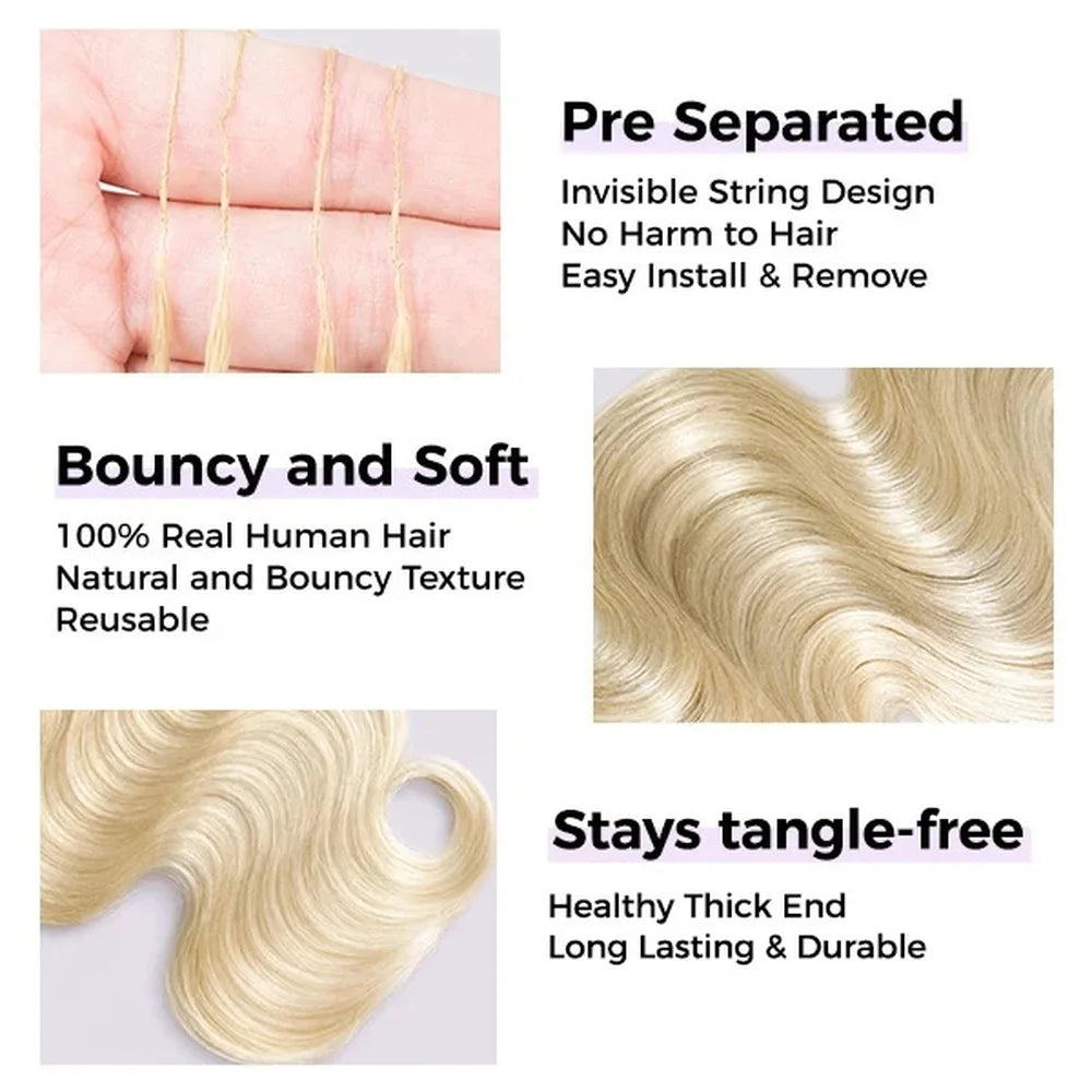 613 Blonde Body Wave Human Hair Pre-Separated Virgin Remy Crochet Hair for Boho Braids Invisible Knotless Braiding Hair Extensions for Black Women