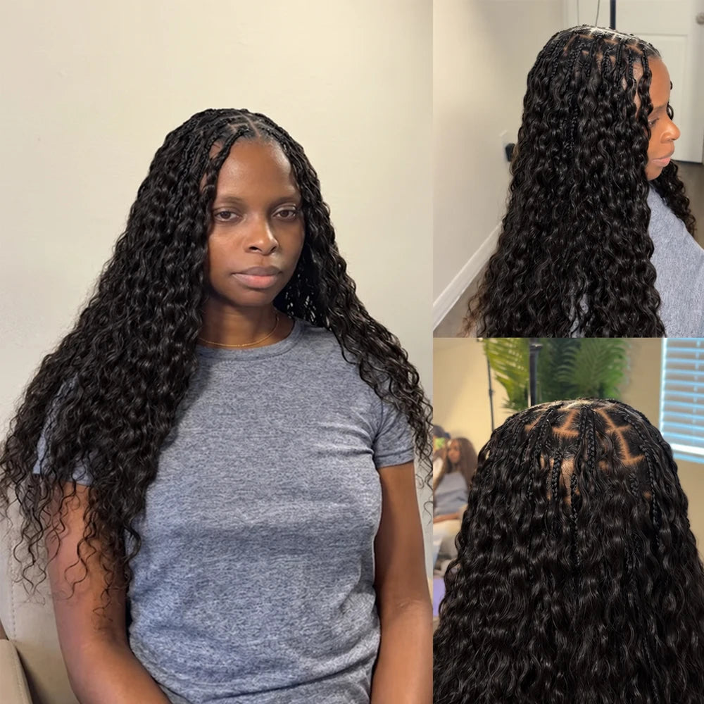 Miracle Knots Feather Deep Wave Crochet Human Hair Braiding Extensions Knotless Pre Separated Hair With String Soft Natural Curls Boho Crochet Braids Lightweight Comfortable Reusable 60g/60 Strands For Women