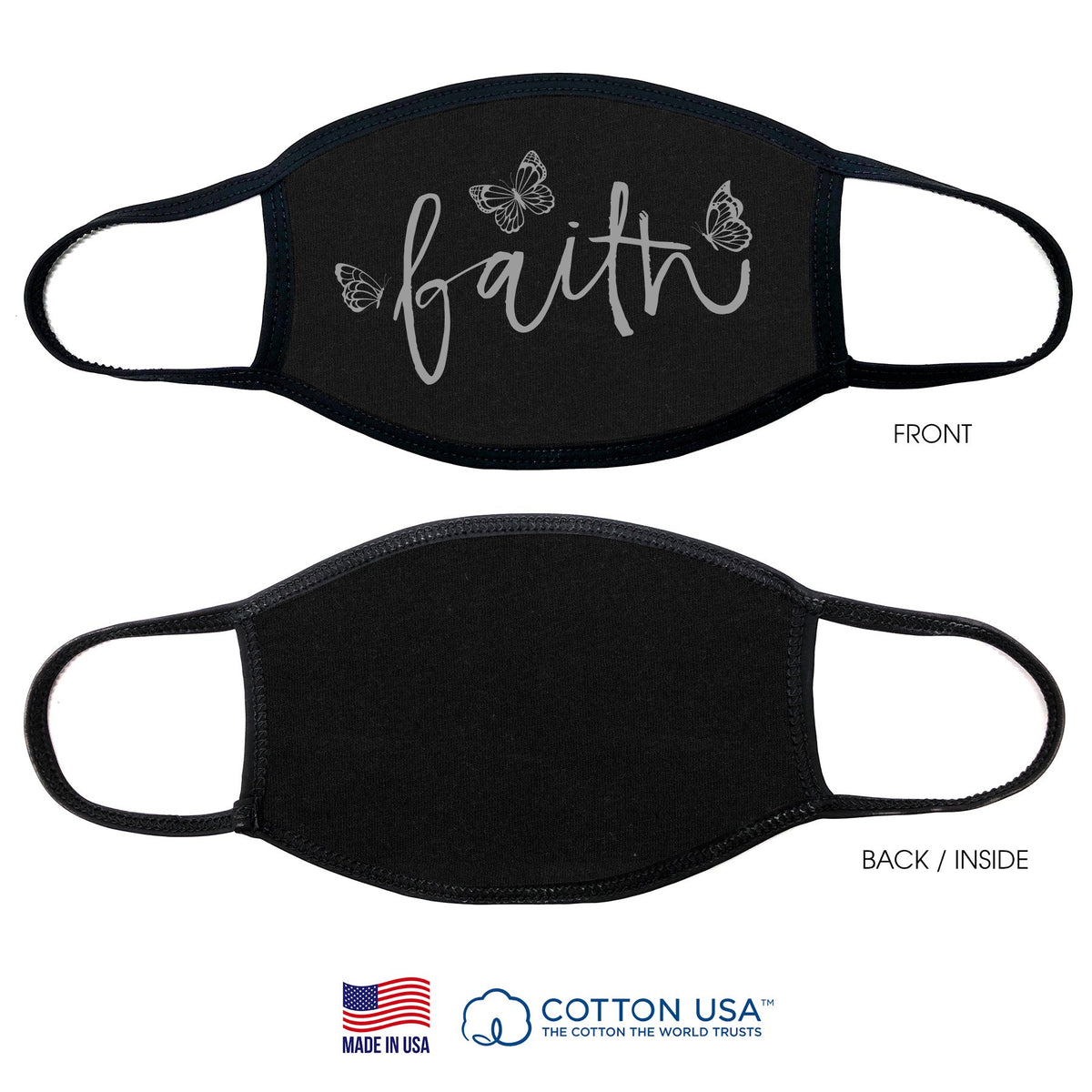 Faith Black - 100% Cotton Face Mask