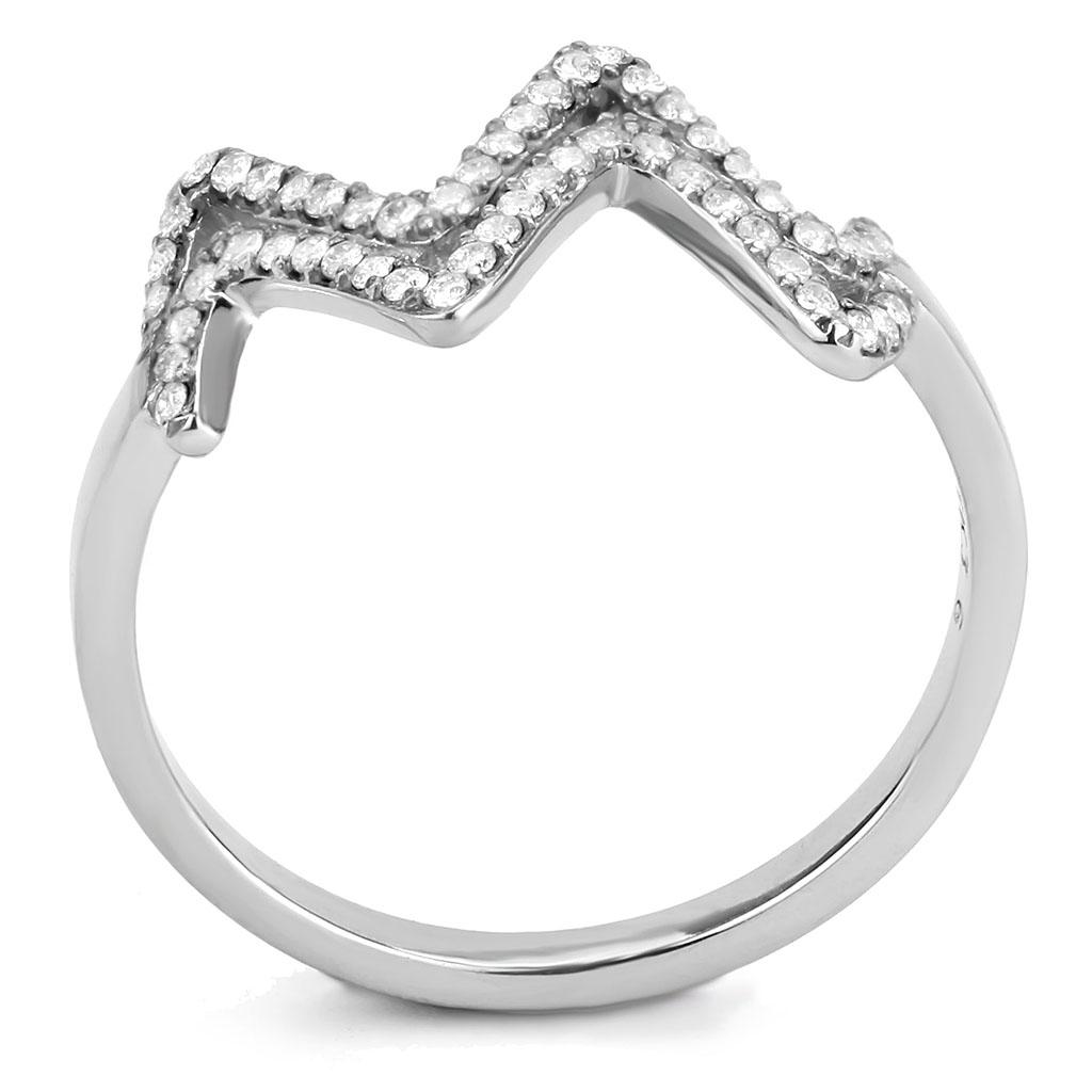 No Plating Stainless Steel Ring with AAA Grade CZ in Clear