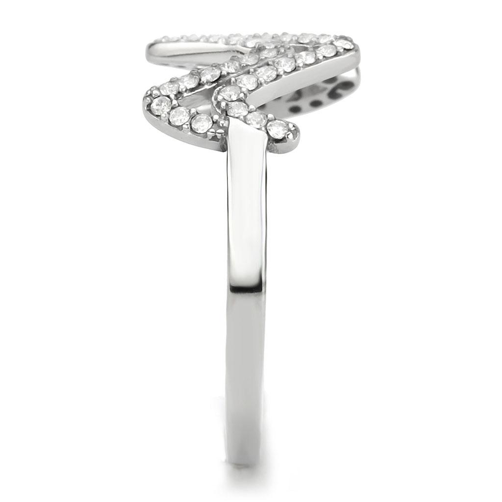 No Plating Stainless Steel Ring with AAA Grade CZ in Clear