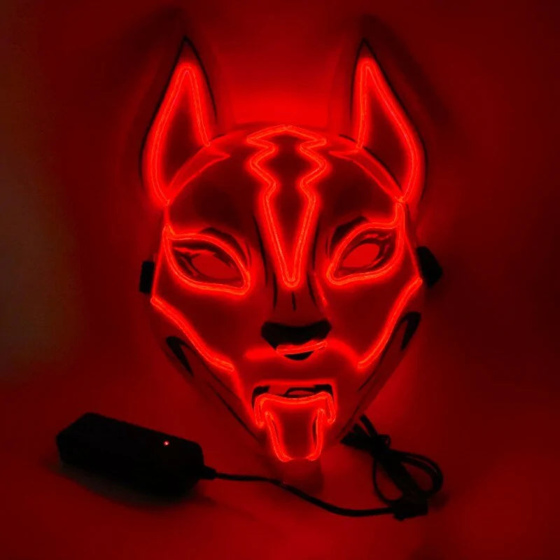 Neon LED Luminous Clown Mask with EL Wire - Halloween Carnival Costume