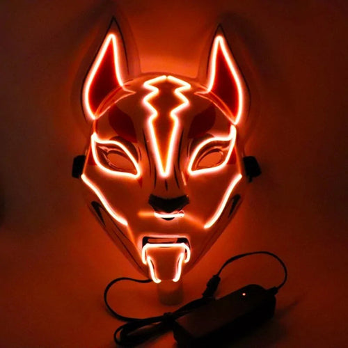 Neon LED Luminous Clown Mask with EL Wire - Halloween Carnival Costume