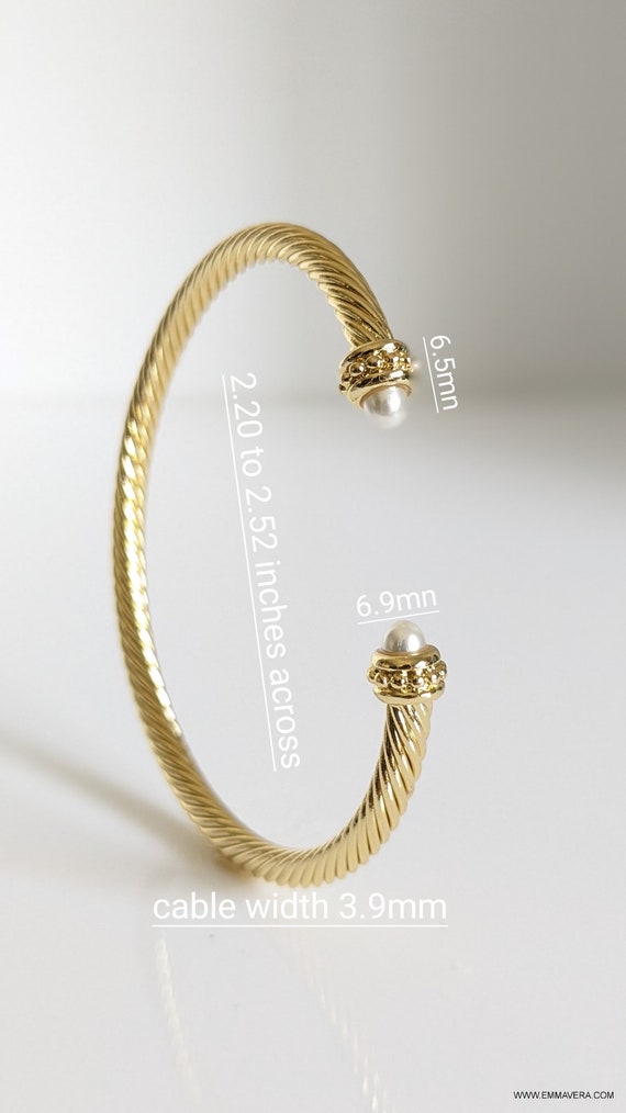 Gold Pearl Bangle Bracelet