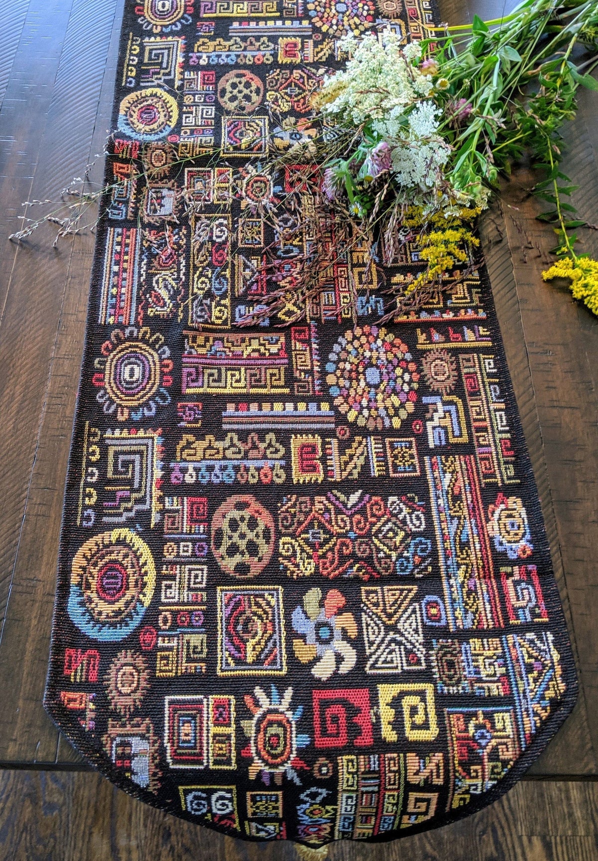 DaDa Bedding Ethnic Ornaments Geometric Black Elegant Woven Tapestry