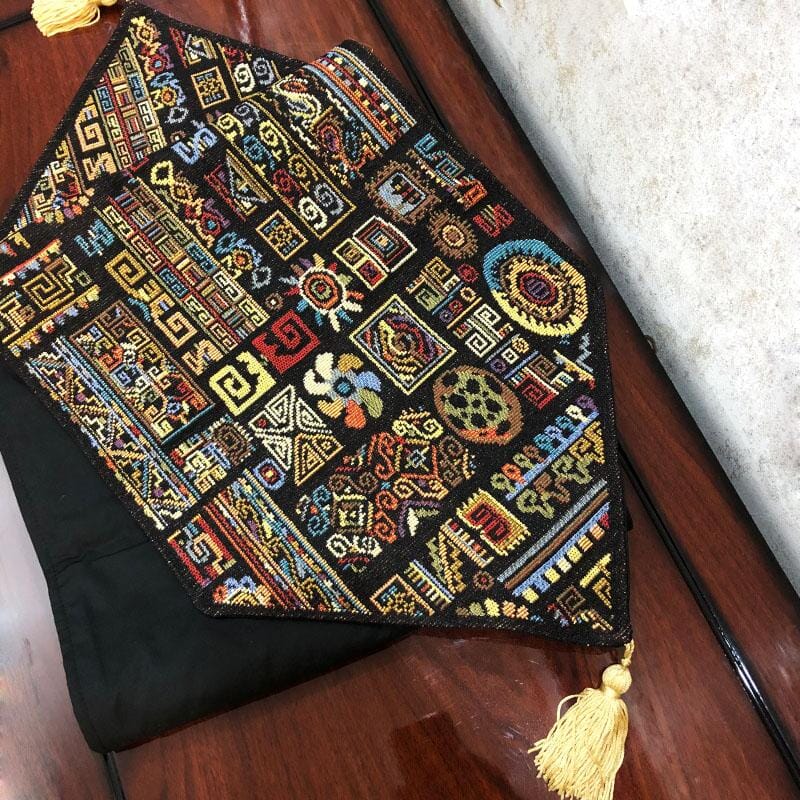 DaDa Bedding Ethnic Ornaments Geometric Black Elegant Woven Tapestry