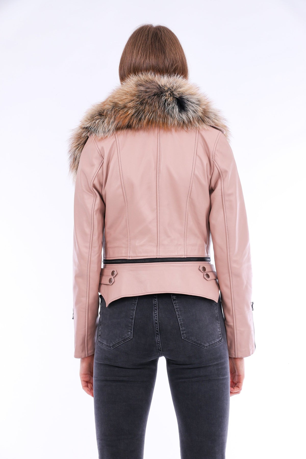 Buttagi Leather Biker Jacket - Pink