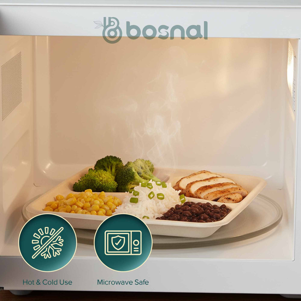 Bosnal - Sugarcane Bagasse Compostable 5-Compartment Food Trays - Case