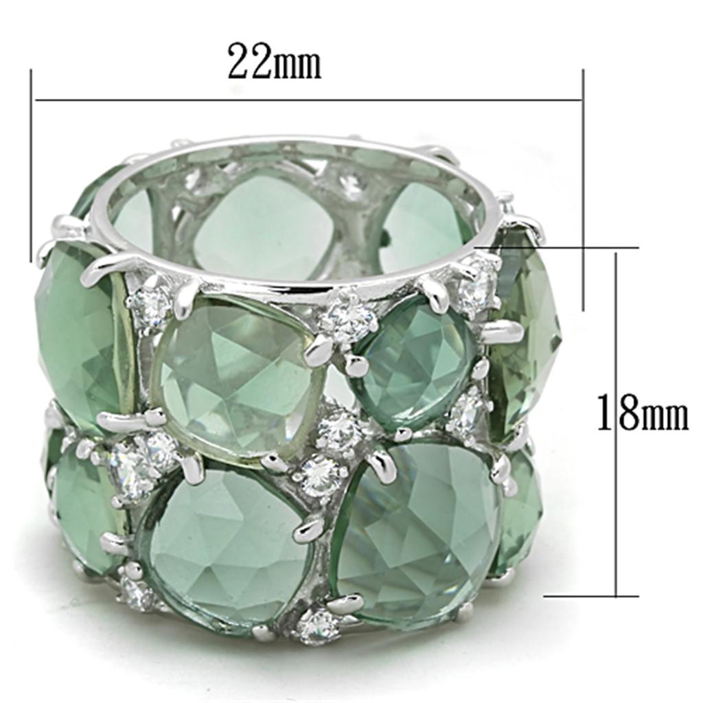 Rhodium 925 Sterling Silver Ring with Synthetic Synthetic